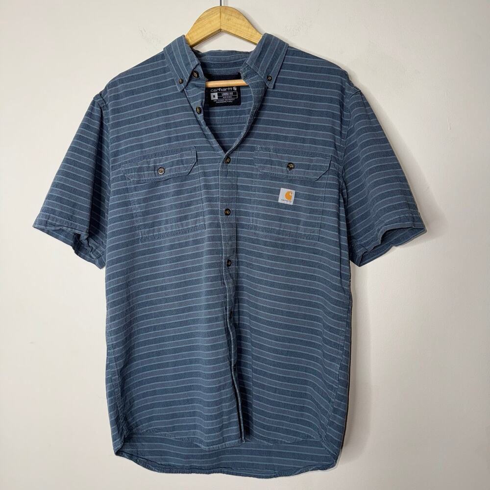 Carhartt Men's Loose Fit Blue Button Down Shirt Size M